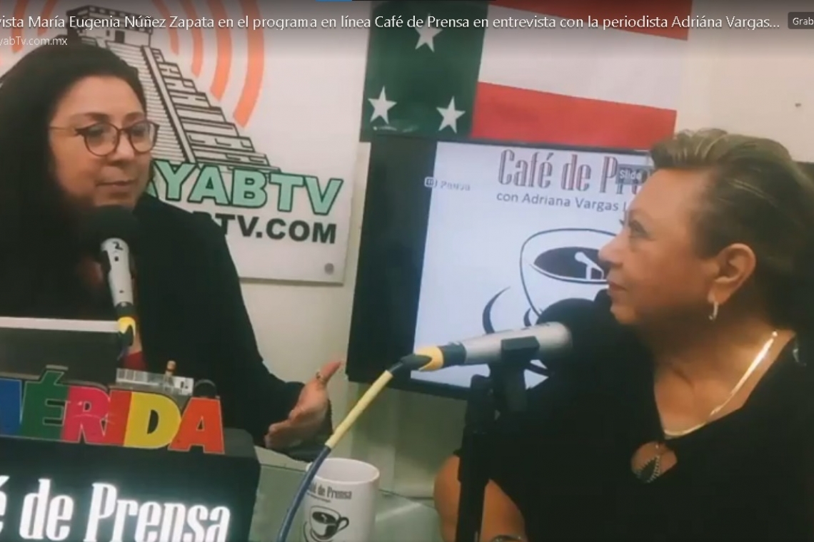 La activista María Eugenia Núñez Zapata en el programa en línea Café de Prensa en entrevista