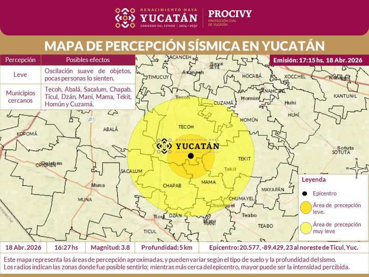 SISMOS EN YUCATÁN EN 2026: BAJA INTENSIDAD Y SIN RIESGO PARA LA POBLACIÓN