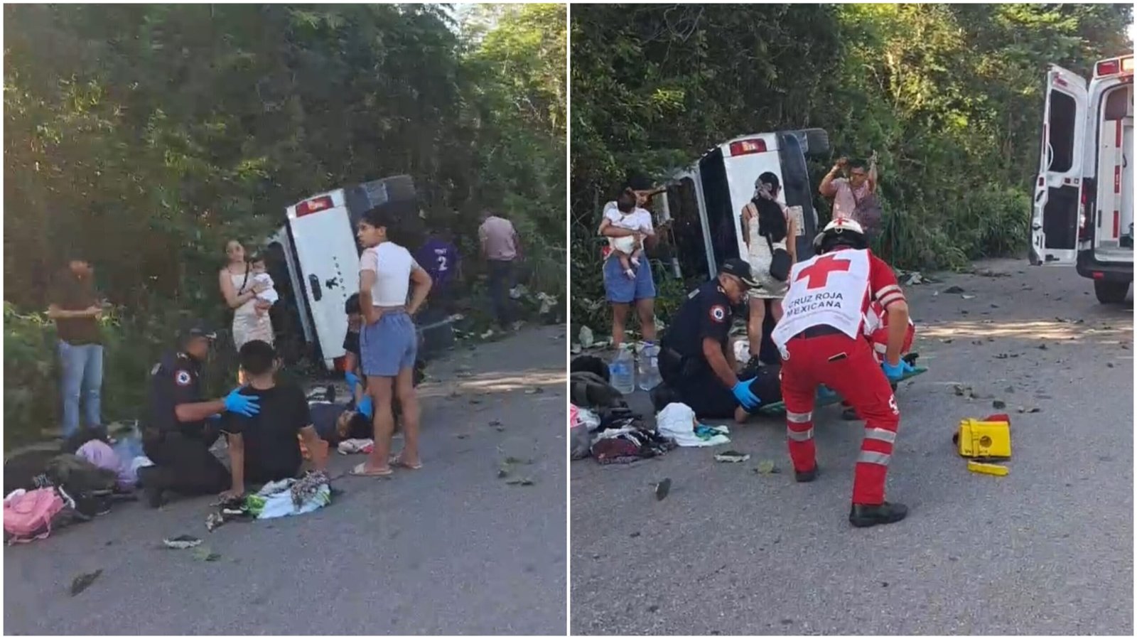 Familia de Guerrero sufre volcadura en el periférico de Valladolid; hay cuatro lesionados